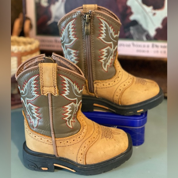 Ariat Lil’ Stompers Durango Brown Leather Cowboy Boots Toddler Sz 6 - Picture 2 of 6